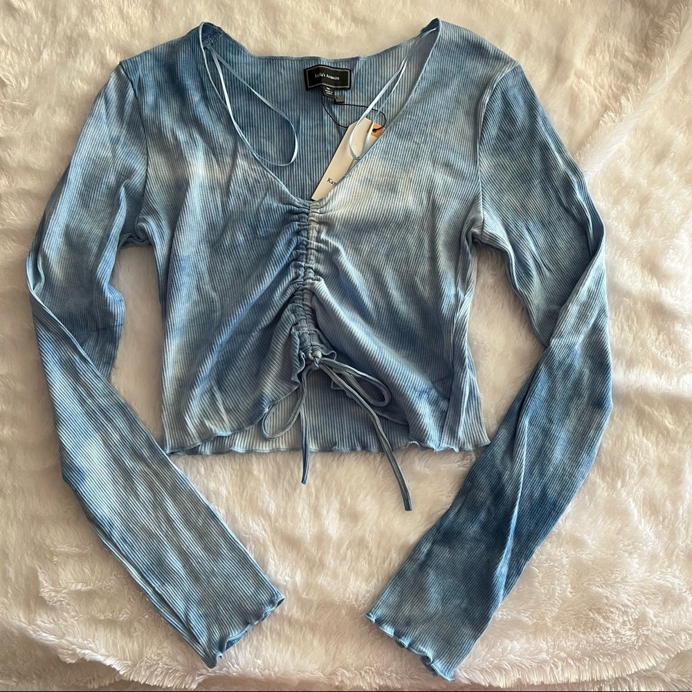 Sky Blue Long Sleeve Crop Top